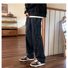 美式灰色工装裤男春秋季潮牌男裤子高街痞帅休闲直筒裤KK193，男装工装外套，星座1116A（原606A-3）