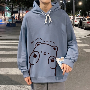 WY2236-P35 纯棉连帽卫衣男大码运动帽衫宽松薄外套男图片