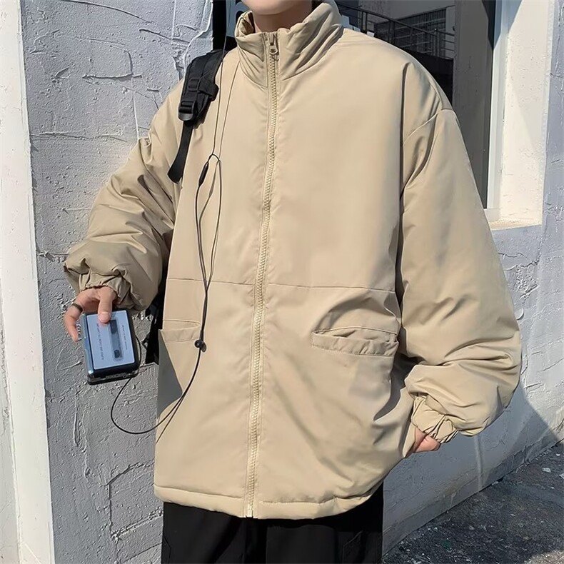 棉衣男港风潮流简约纯色2023冬季新款ins宽松百搭外套W4056-P67,男装棉衣,星座412-3