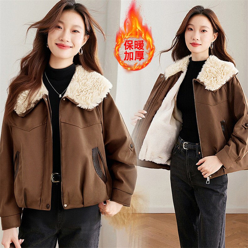 现货！加绒加厚冬季新款棉衣女派克服图片