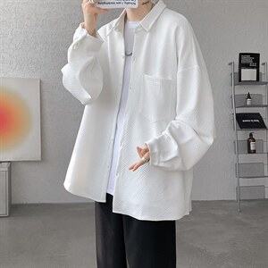 衬衫男春季新款港风宽松大码提花长袖衬衣CS026-P42图片