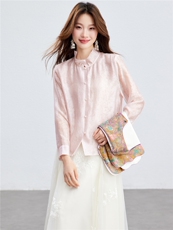 在仓~春夏薄款人丝衬衫马甲两件套宽松纽扣双面穿宋锦提花套装，女装套装/套裙，新依时派