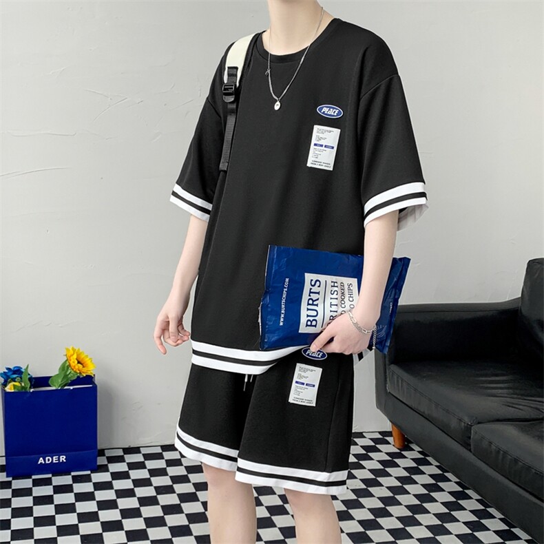 夏季套装潮牌冰丝短袖短裤两件套TZ559P50,男装休闲套装,电商A309