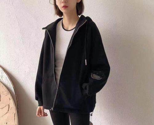 笑脸烫钻外套，女装，G7V7