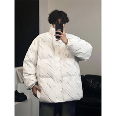 W8205P125控158华夫格印花棉衣冬季棉服外套宽松棉服情侣装男，男装棉衣，电商B205