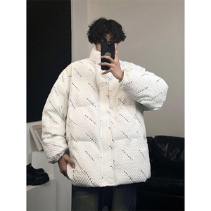 W8205 P125 控158 华夫格印花棉衣冬季棉服外套宽松棉服情侣装男图片