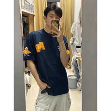 万针全刺绣工艺抖音得物高品质260克重磅纯棉双纱美式高街短袖T恤，男装T恤，电商A486-1