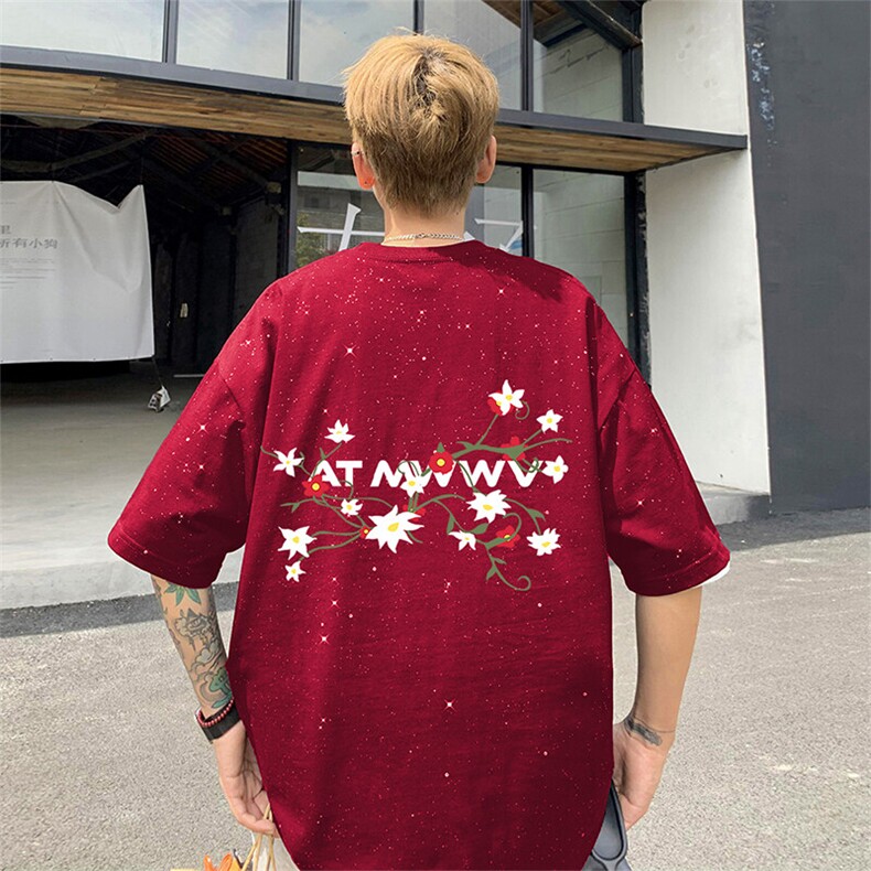 可48小时发货支持抖音得物来样二开美式满天星亮片短袖T恤MTX656,男装T恤,电商A486-1