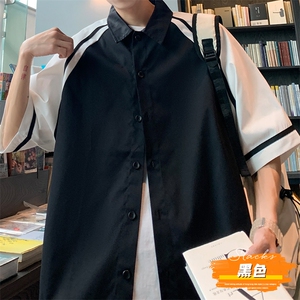 2025夏季新款t恤短袖男宽松潮流港风衬衫半袖时尚百搭CS3506-p45图片