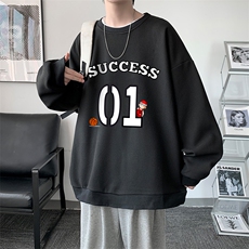 华夫格卫衣圆领卫衣男大码长袖t恤男外套HW76205-P30加绒款-P40，男装卫衣，电商A040