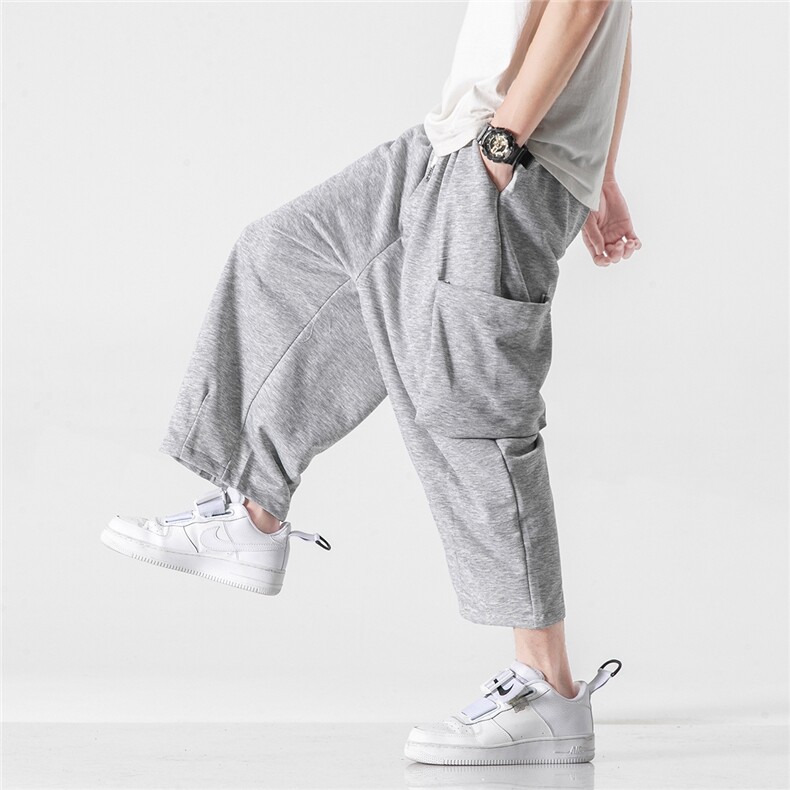 夏季港风休闲ins潮中性卫裤男日系直筒阔腿裤工装裤K136/P45，男装休闲裤，钱塘713