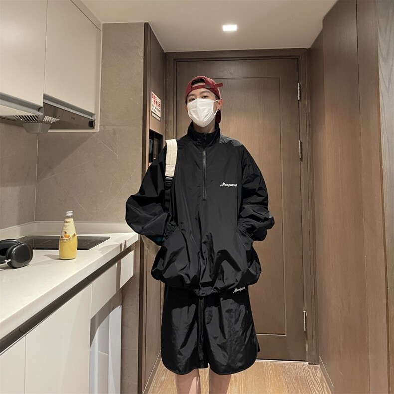 防晒服套装男夏季半拉链防晒衣外套短裤两件套TZ68310B-1-P80，男装牛仔裤，星座310B-1