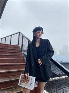 春装新款韩版休闲刺绣款西装,女装西装,跳跳虫