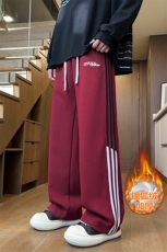 薄款改加绒宽松男银狐绒三条杠休闲裤卫裤K1694J加绒-特P35控58，男装休闲裤，电商A001