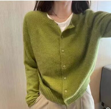 开衫女宽松短款毛衣外套软糯针织衫百搭显瘦上衣,针织衫/毛衣,半城羊绒