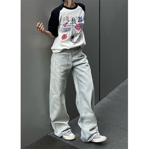【有货】A700CC-特P43 不对称做旧反穿牛仔裤男女设计感裤子图片