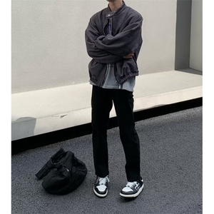 美式复古黑色微喇牛仔裤男宽松显瘦休闲高街 N200 P38图片