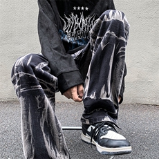 高品质秋款男牛仔裤扎染印花渐变色直筒长裤NK0607P50，男装牛仔裤，星座1013-1