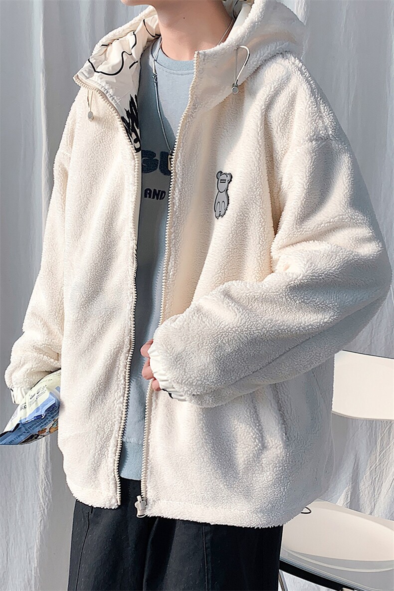 冬季青少年羊羔绒棉衣两面穿休闲连帽外套男女8830-P115控价138,男装棉衣,电商A441-1