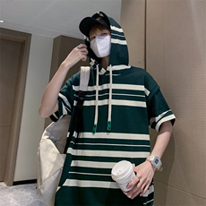 2025夏季港风文艺连帽T恤男宽松休闲潮短袖ins上衣618A-1815-P58，男装T恤，星座914-4