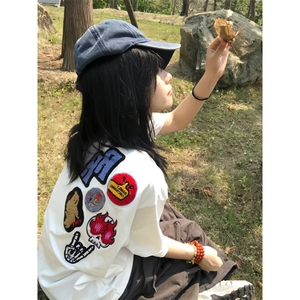 DX698CC-特P33 美式字母刺绣重磅短袖t恤男女款夏季图片