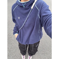高品户外山系情侣撞色保暖抓绒衣连帽摇粒绒卫衣男女A1078-P60，男装棉衣，星座1505