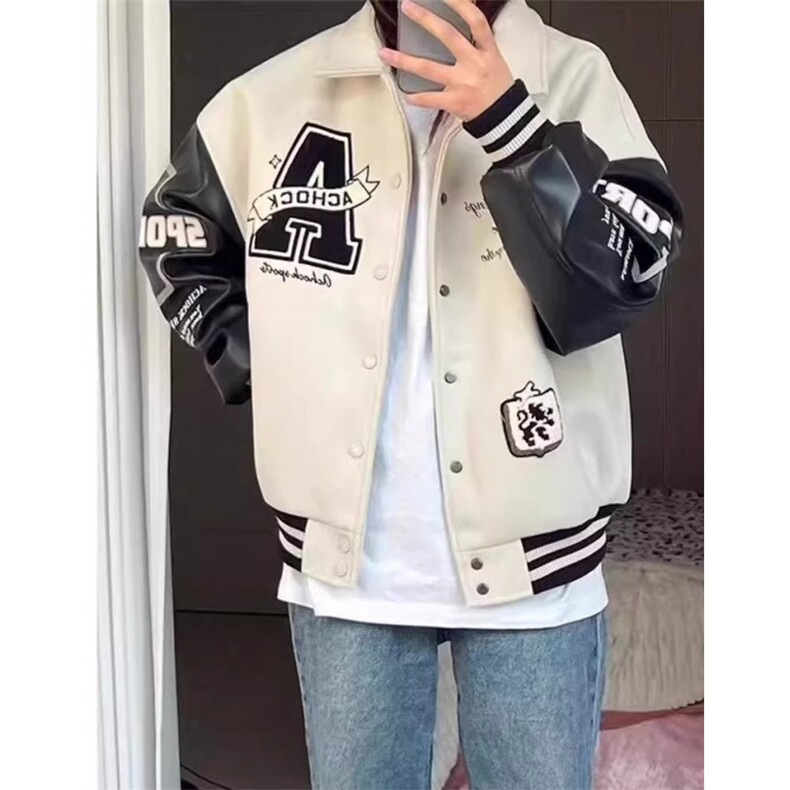 高街刺绣秋季新款翻领棒球服外套情侣宽松复古夹克上衣男J1218,男装夹克,星座1116A（原606A-3）