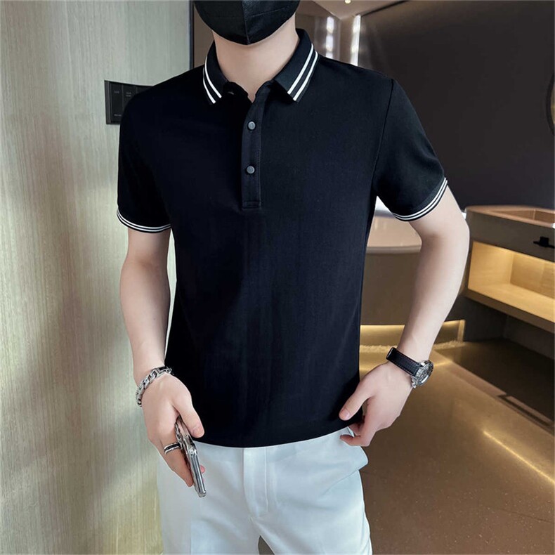 主推品质大码简约撞色领大码短袖翻领Polo衫潮牌上衣T063-38,男装T恤,电商D342