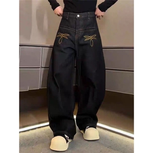 网图轻奢男装春季休闲裤黑牛立体弯刀牛仔裤宽松 A025-CN6416-P60图片
