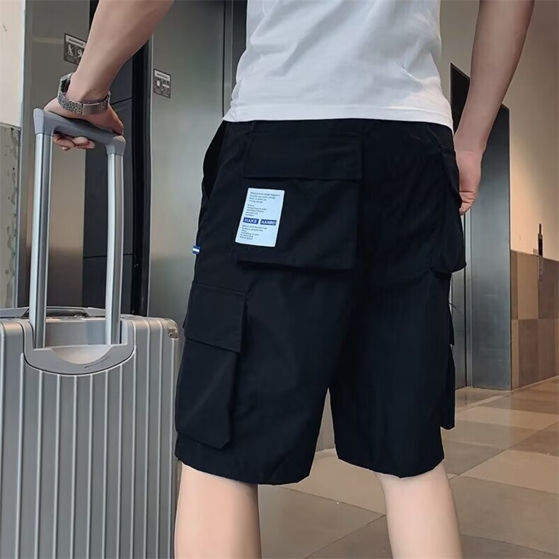夏季运动裤工装短裤男生宽松篮球外穿冰丝薄款休闲裤2024港风新款,男装牛仔裤,星座1013