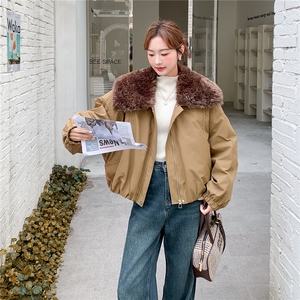 现货：冬季新款咖色羊羔毛大翻领派克羽绒服2C135-8935P215K318图片