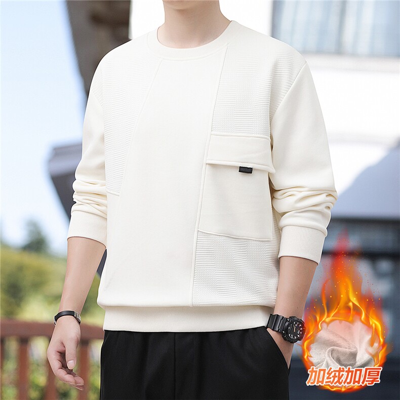 加绒加厚M-8XL休闲圆领拼接卫衣男6081加绒-P52,男装卫衣,星座209