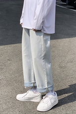 爆推！港风男女中性割破洞老爹牛仔裤-C破洞-C常规，男装牛仔裤，星座1008