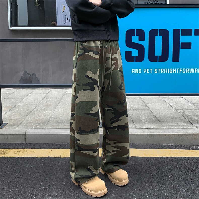 重磅320g华棉迷彩裤男大码宽松hiphop直筒阔腿裤K24104-特P40控78,男装休闲裤,电商A001