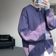 假两件高级感叠穿毛衣男美式针织开衫外套男MY1232-P78，男装针织衫/毛衣，电商D206-1