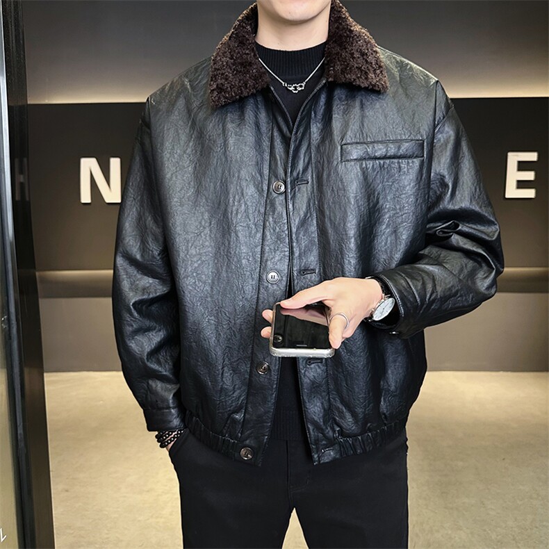 皮毛一体加绒加厚皮衣外套男士泰迪毛棉衣802-P215(控券后298),男装皮衣,电商B328