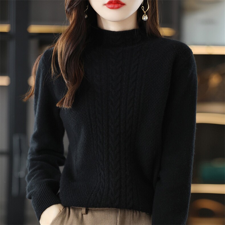 女士秋冬毛衣休闲舒适显瘦拉链羊毛开衫，女装羊毛衫，暖思雅