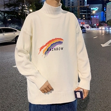 M18064-P45加绒P65半高领毛衣男士大码针织衫男毛线衣男线衫，男装针织衫/毛衣，电商A040