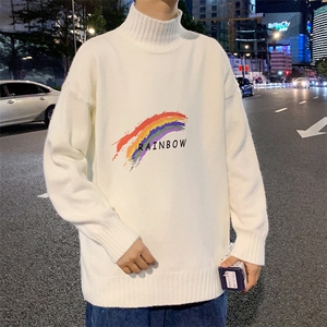 M18064-P45 加绒P65半高领毛衣男士大码针织衫男毛线衣男线衫图片