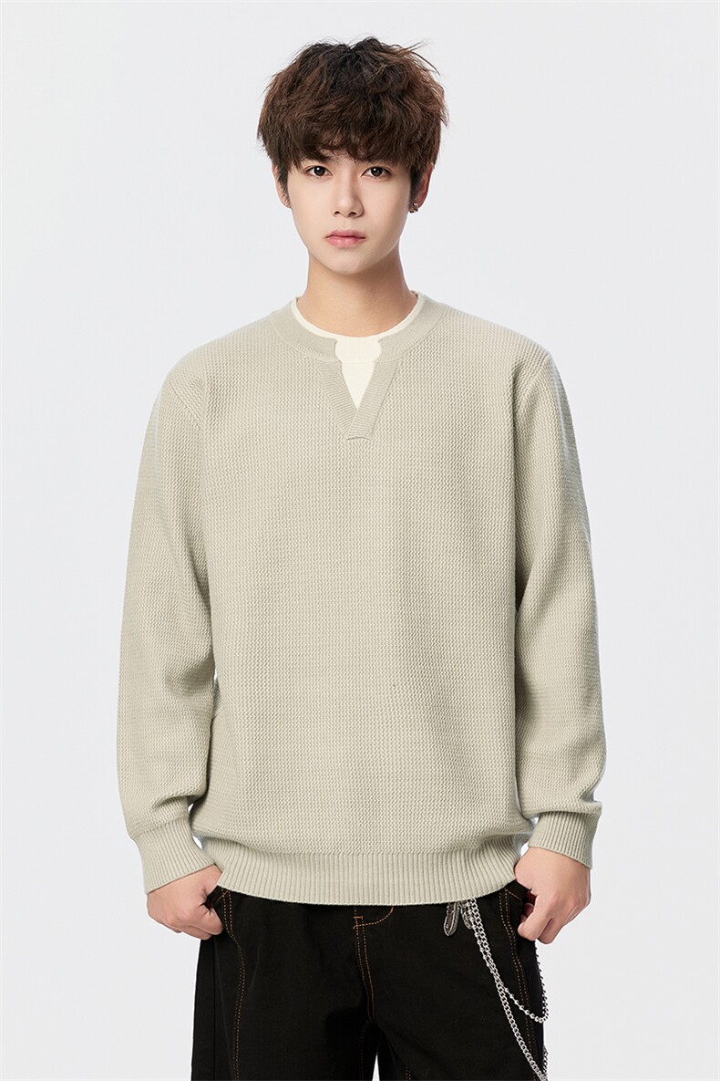 毛衣男秋冬男士休闲圆领假两件时尚针织衫毛衣打底衫-M368-P50,男装T恤,星座310B-3