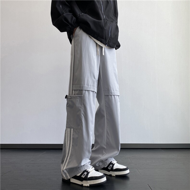 抖音品质秋季新款潮流条纹设计宽松休闲裤B315-K24253-特p40控78,男装休闲裤,电商B315