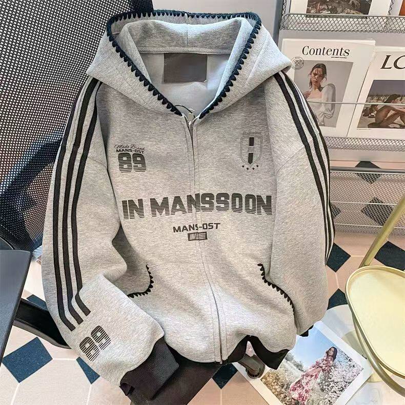 5303-P55原版做工纯棉华棉复合休闲宽松拉链卫衣外套薄款，女装卫衣/绒衫，星座617A-2