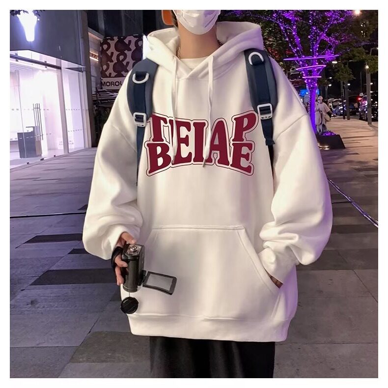 创意字母设计连帽卫衣男士卫衣内搭叠穿高质量连帽卫衣青少年,男装卫衣,星座715-4