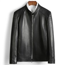 L12A19176男士皮衣夹克外套立领修身短款真皮绵羊皮机车皮衣P450，男装皮衣，电商B360