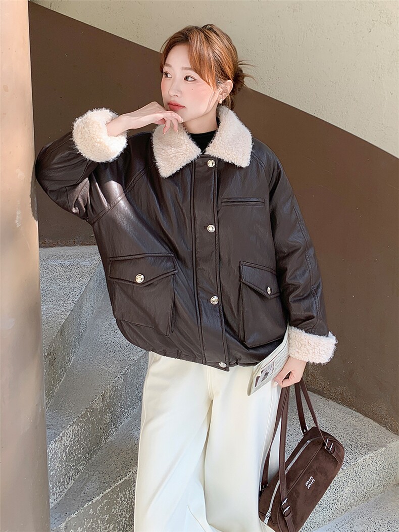 (现货)2025年冬季新款PU皮羽绒服赵思露同款2570款P255-K335,女装羽绒服,浙宝301