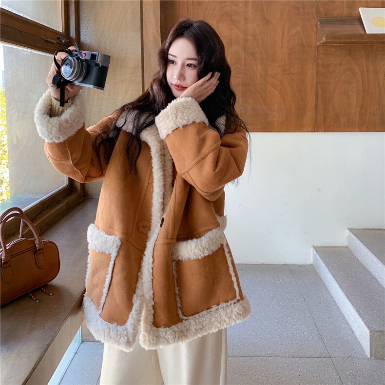 现货主推两面穿2025冬季新款皮毛一体外套加厚保暖1508-P210K298，女装棉衣/棉服，欣美人