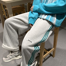 新款直筒运动秋冬季2021阔腿裤加绒加厚宽松保暖裤子潮K1901-P35，男装休闲裤，星座512-2