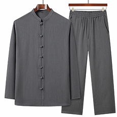 主推春秋跑量款新款风唐装亚麻长袖中老年汉服套装HO6942-P95，男装休闲套装，星座1105-3