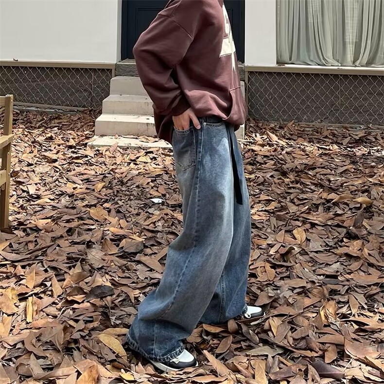 美式vibe宽松牛仔裤男女高街潮牌ins阔腿裤休闲直筒长裤5032-p45,男装牛仔裤,星座1008