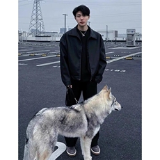 cleanfit黑色美式痞帅皮衣外套男春季短款高级感机车服潮牌皮夹克，男装夹克，星座1213